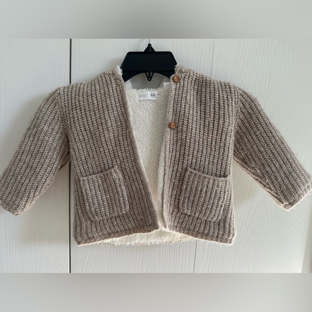ZARA Baby Faux Fur Knit Oversized Jacket 9-12 Months